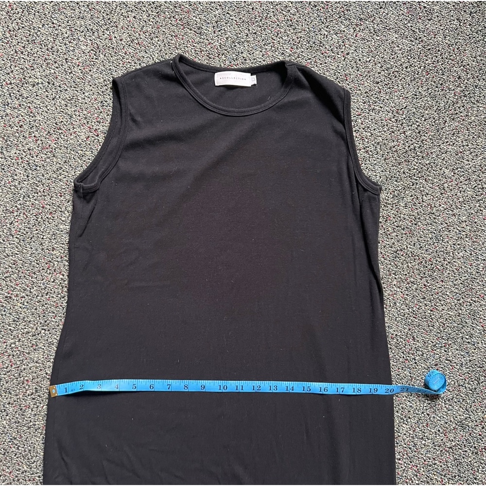 Modest Black Ribbed Stretchy Sleeveless Layering Round High Neck Maxi Midi Dress - Picture 15 of 16